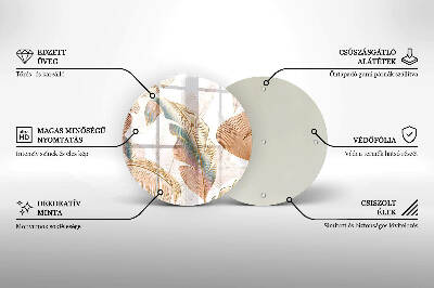 Base para velas de cemitério redondas Penas e folhas Boho