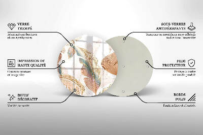 Base para velas de cemitério redondas Penas e folhas Boho