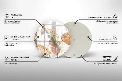Base para velas de cemitério redondas Penas e folhas Boho