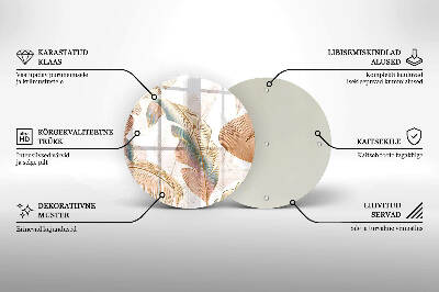 Base para velas de cemitério redondas Penas e folhas Boho