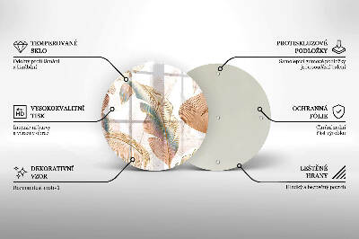 Base para velas de cemitério redondas Penas e folhas Boho