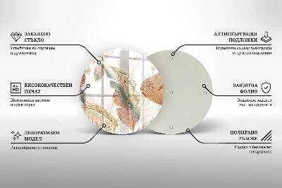 Base para velas de cemitério redondas Penas e folhas Boho