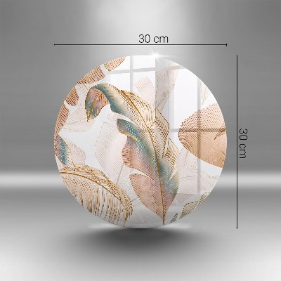 Base para velas de cemitério redondas Penas e folhas Boho