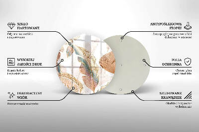 Base para velas de cemitério redondas Penas e folhas Boho