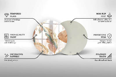 Base para velas de cemitério redondas Penas e folhas Boho