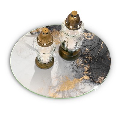 Base para velas de cemitério redondas Abstração com ouro