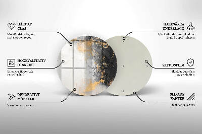 Base para velas de cemitério redondas Abstração com ouro