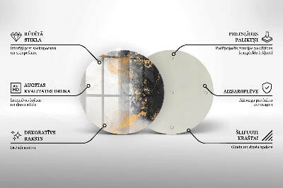 Base para velas de cemitério redondas Abstração com ouro