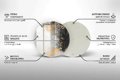 Base para velas de cemitério redondas Abstração com ouro