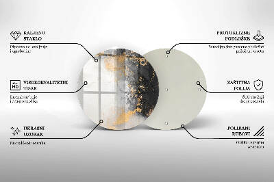 Base para velas de cemitério redondas Abstração com ouro