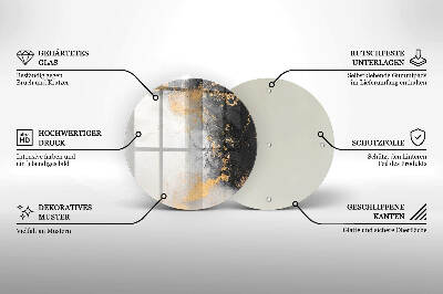 Base para velas de cemitério redondas Abstração com ouro