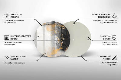 Base para velas de cemitério redondas Abstração com ouro