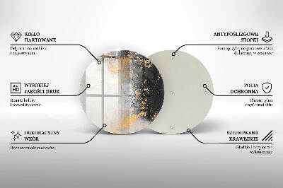 Base para velas de cemitério redondas Abstração com ouro