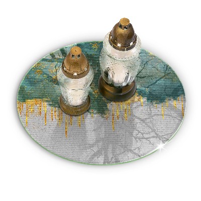 Base para velas de cemitério redondas Abstração com ouro