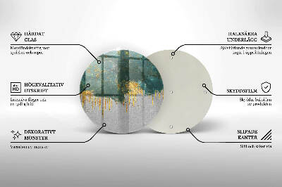 Base para velas de cemitério redondas Abstração com ouro