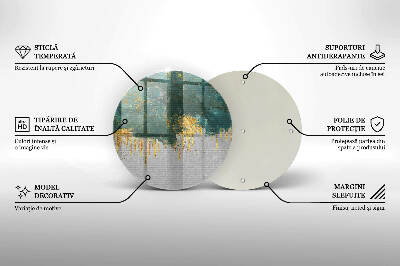 Base para velas de cemitério redondas Abstração com ouro