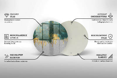Base para velas de cemitério redondas Abstração com ouro