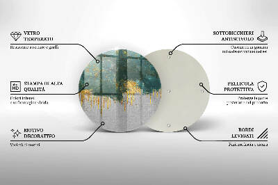 Base para velas de cemitério redondas Abstração com ouro