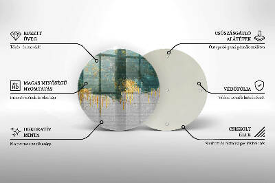 Base para velas de cemitério redondas Abstração com ouro