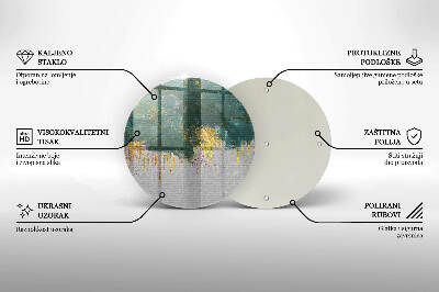 Base para velas de cemitério redondas Abstração com ouro