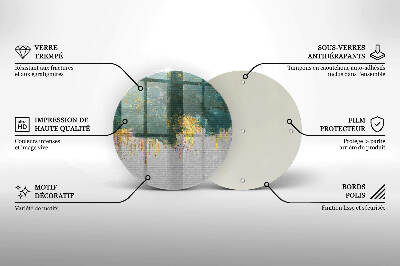 Base para velas de cemitério redondas Abstração com ouro