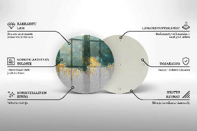Base para velas de cemitério redondas Abstração com ouro