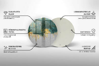 Base para velas de cemitério redondas Abstração com ouro