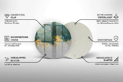 Base para velas de cemitério redondas Abstração com ouro
