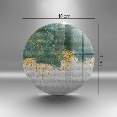 Base para velas de cemitério redondas Abstração com ouro