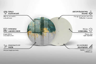 Base para velas de cemitério redondas Abstração com ouro