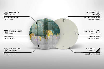 Base para velas de cemitério redondas Abstração com ouro