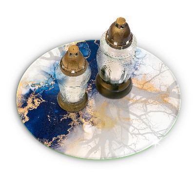 Base para velas de cemitério redondas Abstração com azul