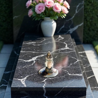 Base para velas de cemitério redondas Abstração com azul