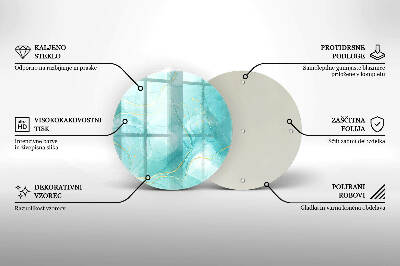 Base para velas de cemitério redondas Abstração azul e dourada