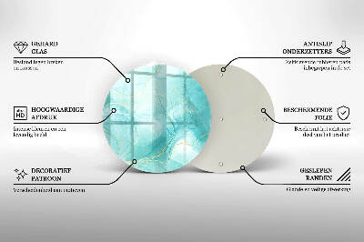 Base para velas de cemitério redondas Abstração azul e dourada