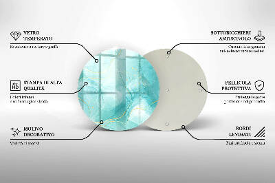 Base para velas de cemitério redondas Abstração azul e dourada