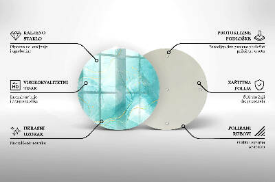 Base para velas de cemitério redondas Abstração azul e dourada