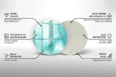 Base para velas de cemitério redondas Abstração azul e dourada