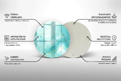Base para velas de cemitério redondas Abstração azul e dourada