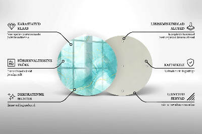 Base para velas de cemitério redondas Abstração azul e dourada