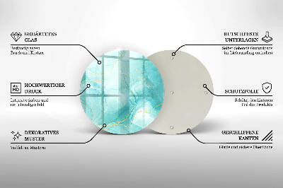 Base para velas de cemitério redondas Abstração azul e dourada