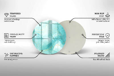 Base para velas de cemitério redondas Abstração azul e dourada