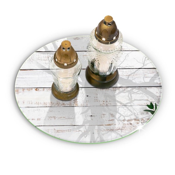 Base para velas de cemitério redondas Tábuas e folhas velhas