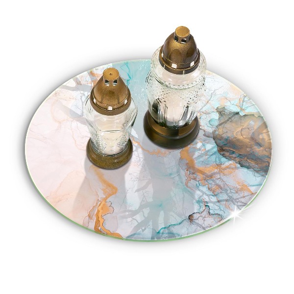 Base para velas de cemitério redondas Mármore abstrato