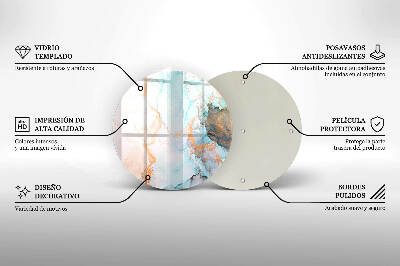 Base para velas de cemitério redondas Mármore abstrato