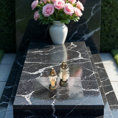 Base de vidro para velas de cemitério retangular transparente