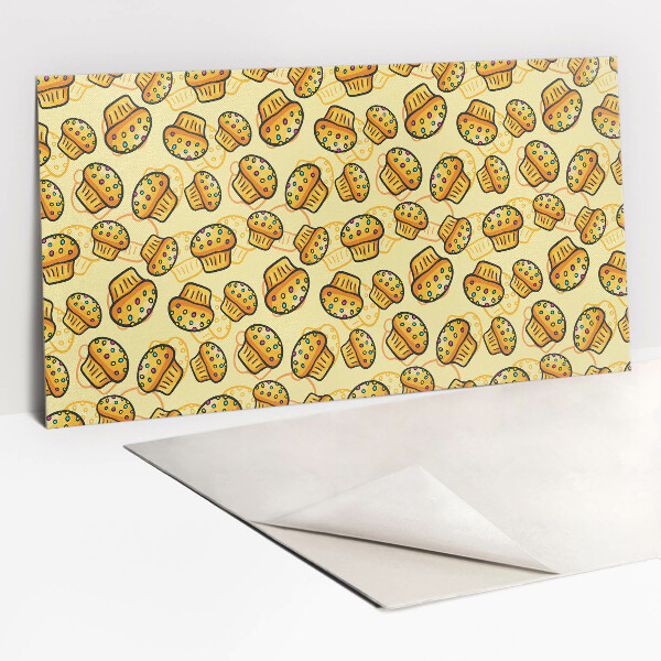 Revestimento de parede Cupcakes coloridos em um fundo amarelo