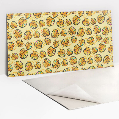 Revestimento de parede Cupcakes coloridos em um fundo amarelo