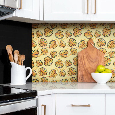 Revestimento de parede Cupcakes coloridos em um fundo amarelo