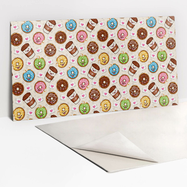 Revestimento decorativo PVC Donuts e café de desenho animado